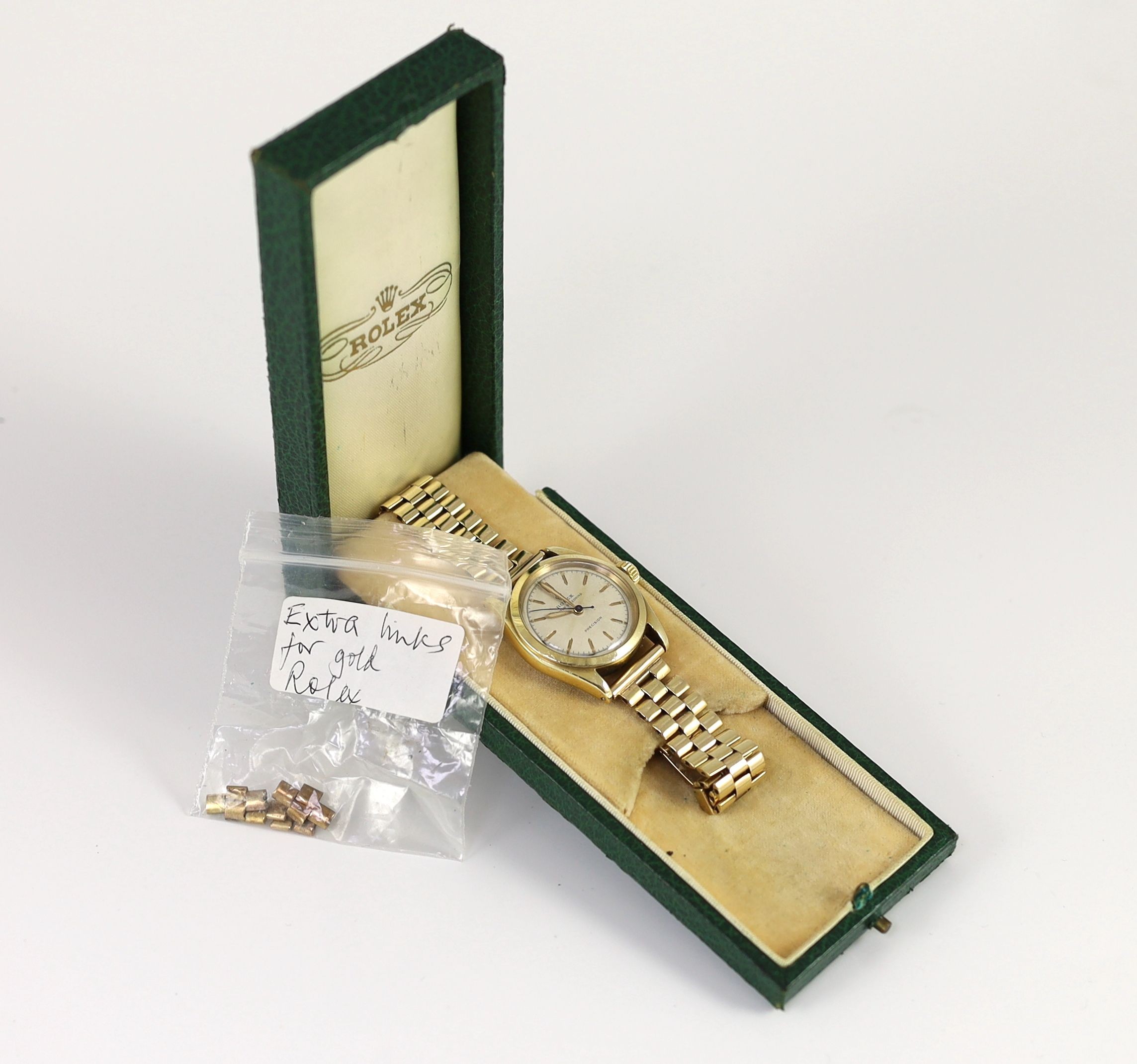 A gentleman's 1950's 9ct gold Rolex Oyster Speed King Precision wrist watch